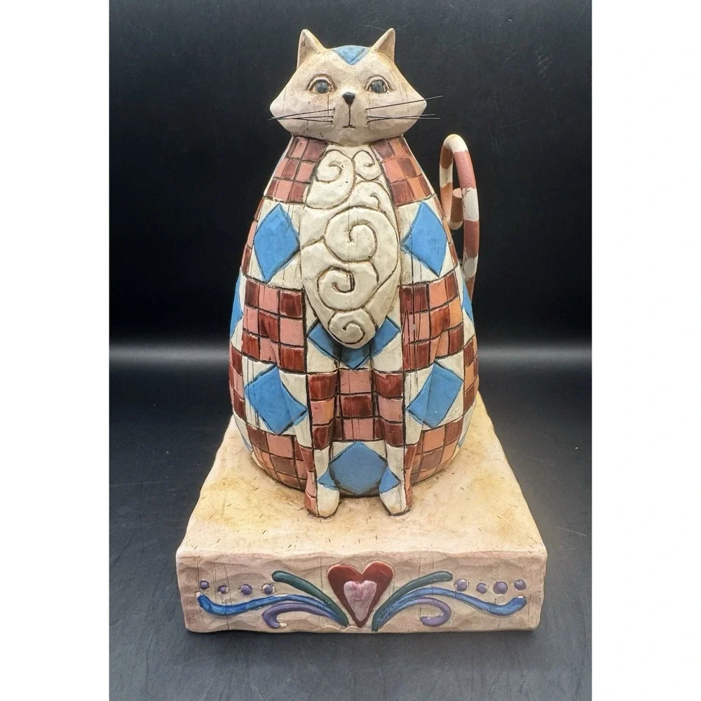 Jim Shore Abigail Patchwork Fat Cat Figurine Heartwood Creek 2003 Enesco 6